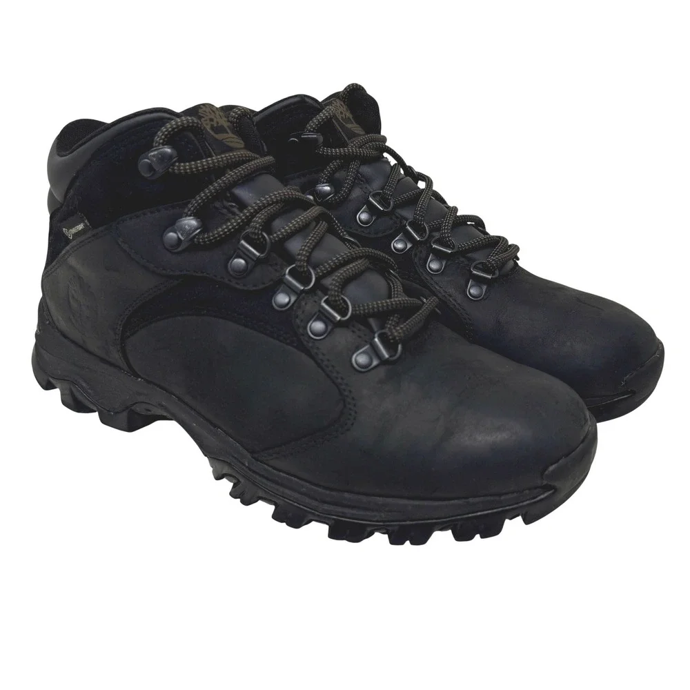 Timberland White Ledge Waterproof Hiking Boots Black Leather A21AC Men's Size 8